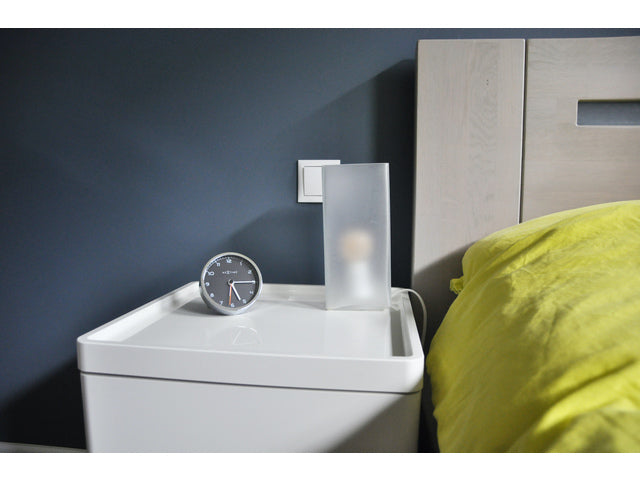 wekker NeXtime 9 x 9 x 7,5 cm, metaal, zwart, 'Bedrijfsalarm'