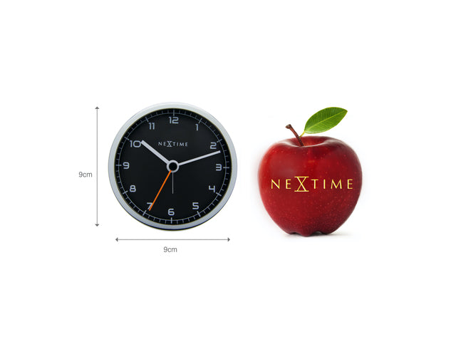 wekker NeXtime 9 x 9 x 7,5 cm, metaal, zwart, 'Bedrijfsalarm'