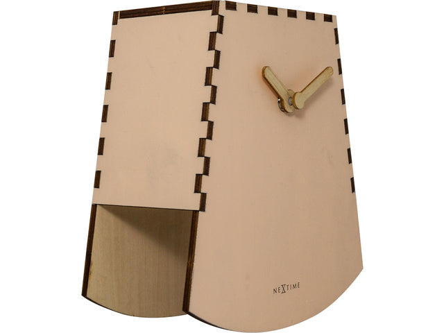 Tafelklok NeXtime Rocky 19,5x18x8,8 cm hout zalm