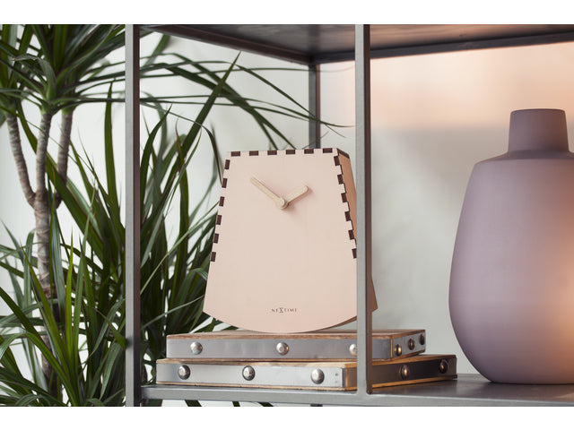 Tafelklok NeXtime Rocky 19,5x18x8,8 cm hout zalm