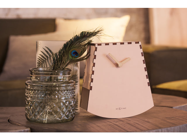 Tafelklok NeXtime Rocky 19,5x18x8,8 cm hout zalm