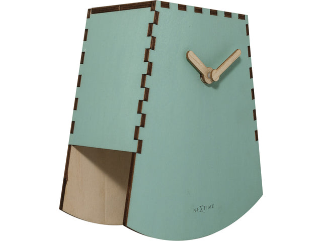 Tafelklok NeXtime Rocky 19,5x18x8,8 cm hout turquoise