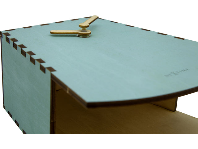 Tafelklok NeXtime Rocky 19,5x18x8,8 cm hout turquoise