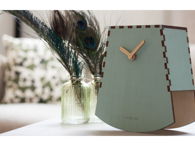 Tafelklok NeXtime Rocky 19,5x18x8,8 cm hout turquoise