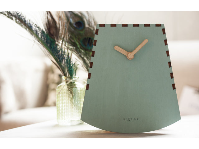 Tafelklok NeXtime Rocky 19,5x18x8,8 cm hout turquoise