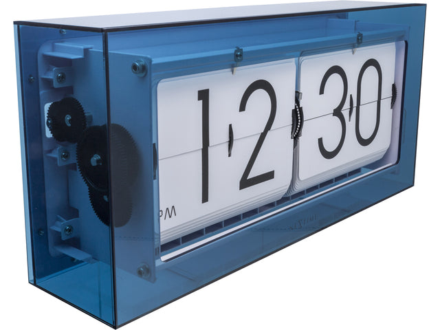 Tafel/wandklok NeXtime Big Flip 36x17x8.5cm acryl blauw