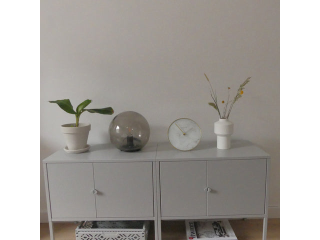 NeXtime - Tafelklok - Ø 20 cm - Glas/Metaal - Wit - 'Marmer'