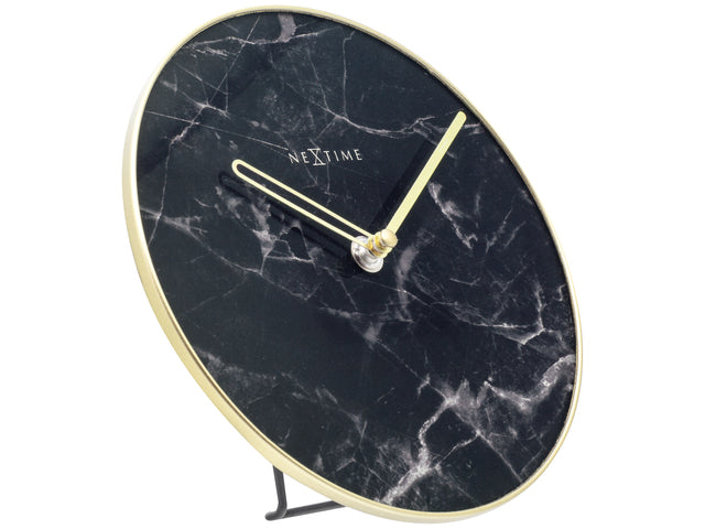 Tafelklok Nextime Marble Table dia 20cm glas zwart