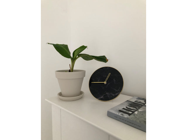 Tafelklok Nextime Marble Table dia 20cm glas zwart