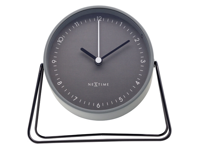 Wekker Nextime Berlin Tafel 14x13 cm grijs metaal