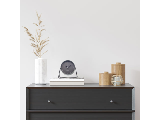 Wekker Nextime Berlin Tafel 14x13 cm grijs metaal