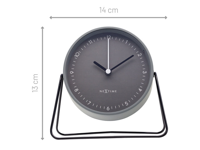 Wekker Nextime Berlin Tafel 14x13 cm grijs metaal