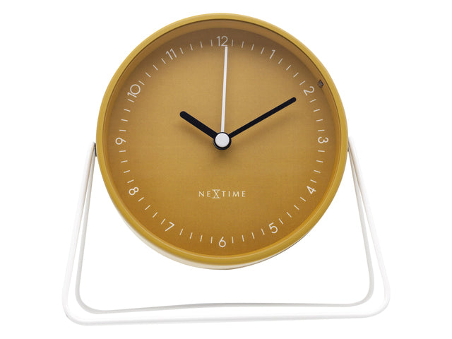 Wekker Nextime Berlin Tafel 14x13 cm geel metaal