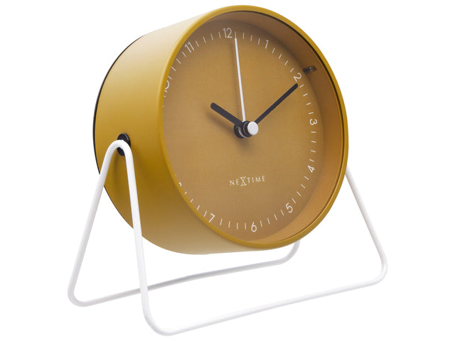 Wekker Nextime Berlin Tafel 14x13 cm geel metaal