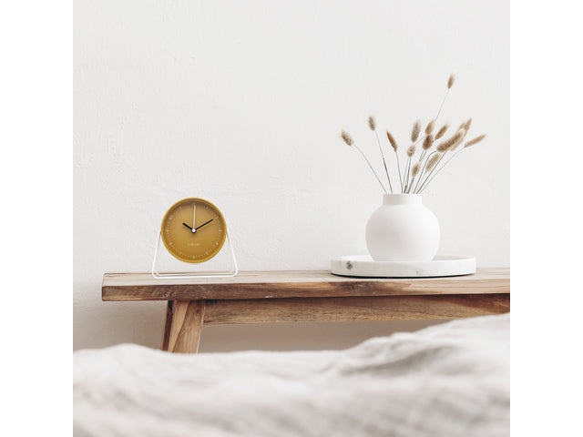 Wekker Nextime Berlin Tafel 14x13 cm geel metaal