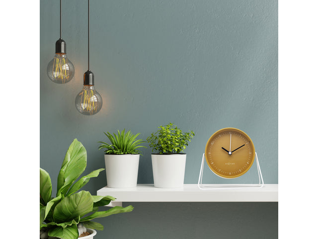 Wekker Nextime Berlin Tafel 14x13 cm geel metaal