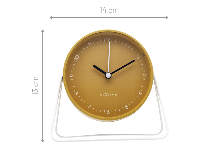 Wekker Nextime Berlin Tafel 14x13 cm geel metaal