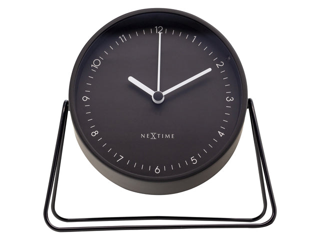 Wekker Nextime Berlin Tafel 14x13 cm zwart metaal