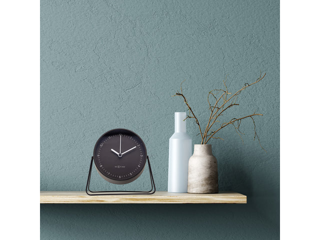 Wekker Nextime Berlin Tafel 14x13 cm zwart metaal