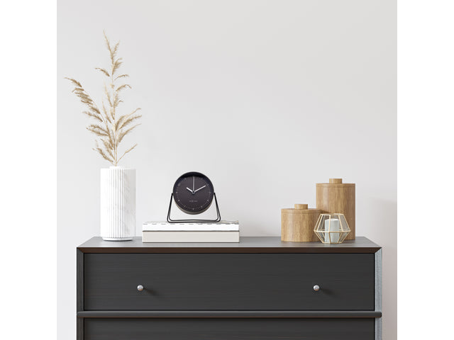 Wekker Nextime Berlin Tafel 14x13 cm zwart metaal