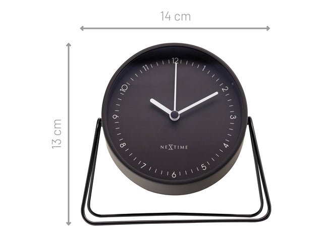 Wekker Nextime Berlin Tafel 14x13 cm zwart metaal