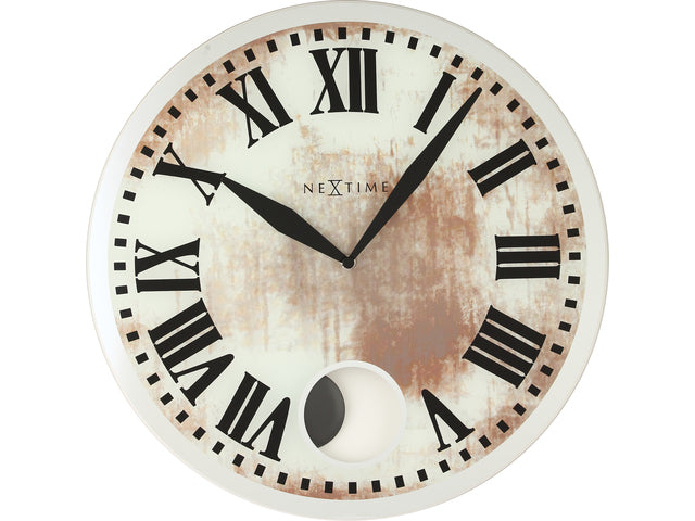 Wandklok NeXtime dia. 43 x 4.2 cm, glas, wit, 'Romana'