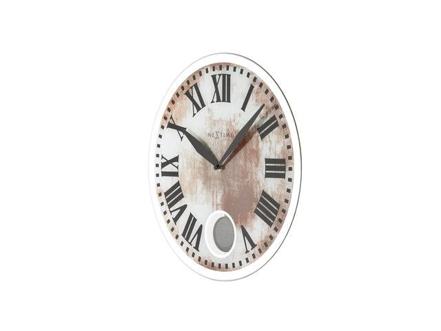 Wandklok NeXtime dia. 43 x 4.2 cm, glas, wit, 'Romana'