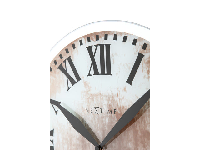 Wandklok NeXtime dia. 43 x 4.2 cm, glas, wit, 'Romana'