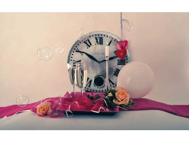 Wandklok NeXtime dia. 43 x 4.2 cm, glas, wit, 'Romana'