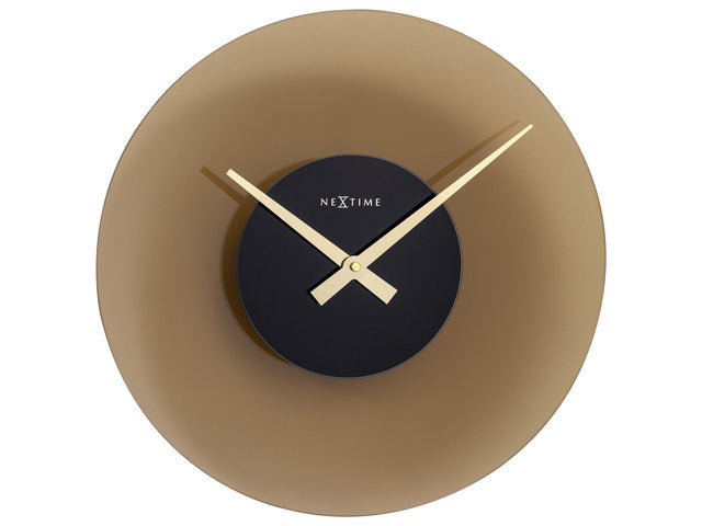Stille wandklok - 40cm - Mat bruin - Glas - NeXtime "Float"