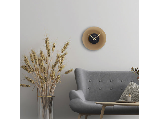 Stille wandklok - 40cm - Mat bruin - Glas - NeXtime "Float"