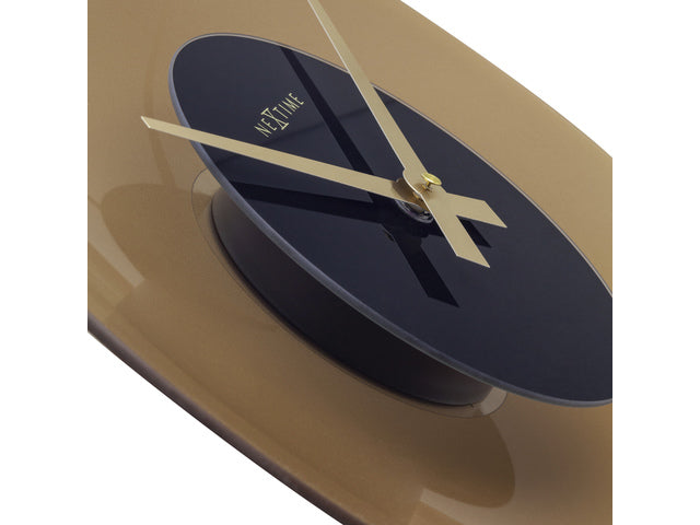 Stille wandklok - 40cm - Mat bruin - Glas - NeXtime "Float"