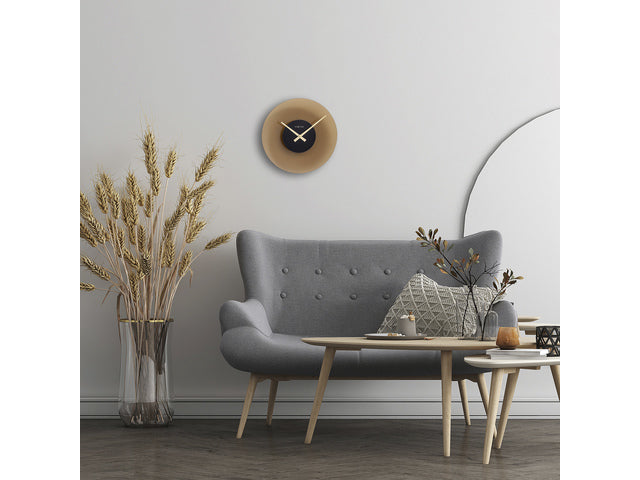 Stille wandklok - 40cm - Mat bruin - Glas - NeXtime "Float"