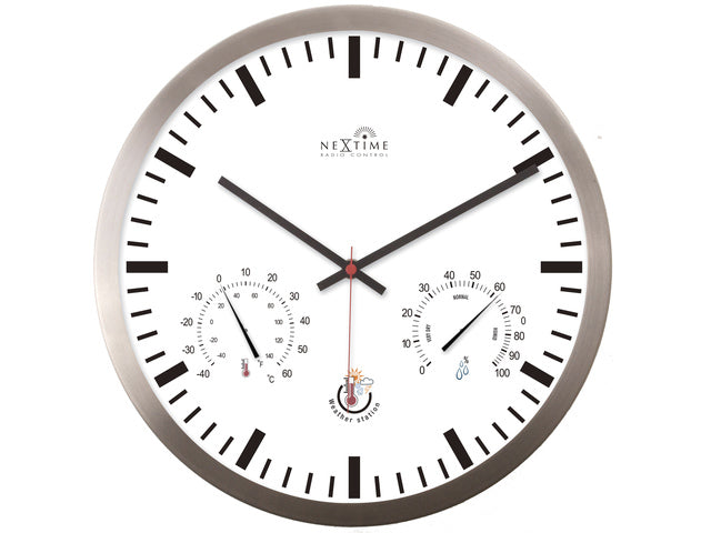 Wandklok Nextime dia 25cm met RC aluminium Radiogestuurd