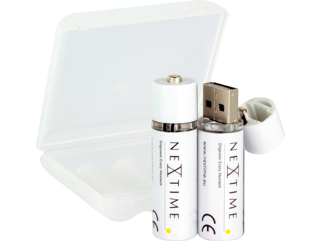 Nextime oplaadbare AA USB-Batterij blister a 2 stuks.