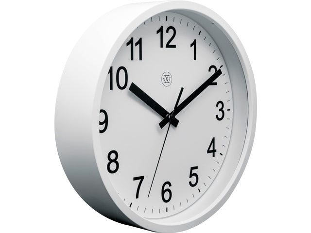wandklok NXT diam. 25,5 kunststof wit, witte wijzerplaat