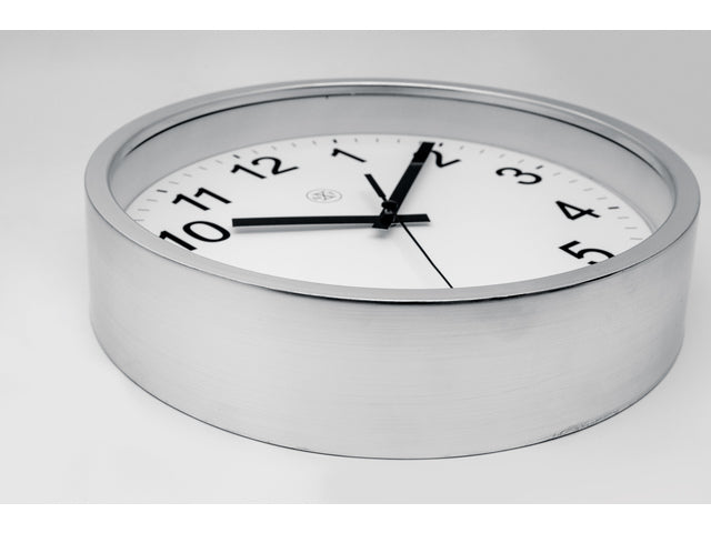 wandklok NXT diam. 25,5 kunststof zilver, witte wijzerplaat