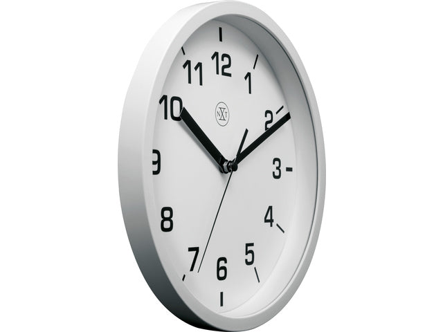 wandklok NXT diameter 20cm kunststof wit, witte wijzerplaat
