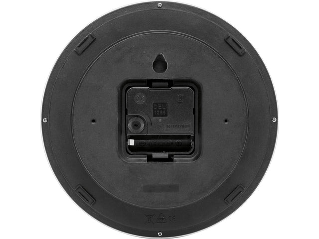 wandklok NXT diameter 20cm kunststof zilver, witte wijzerplaat