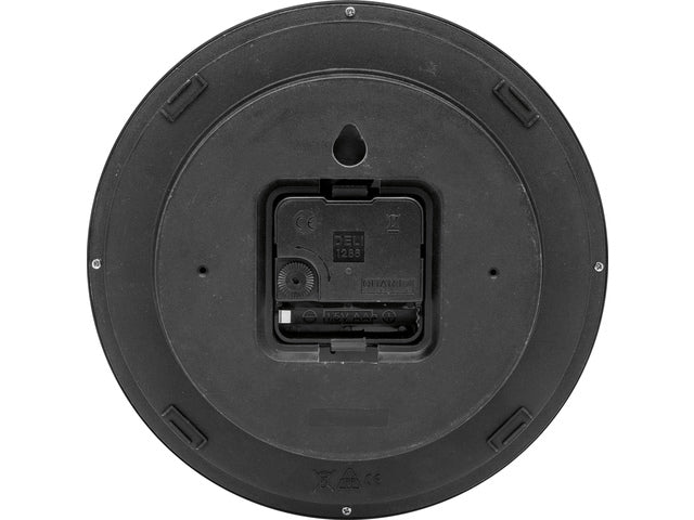 wandklok NXT diameter 20cm kunststof zwart, witte wijzerplaat