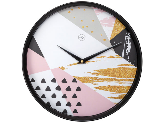 Wandklok nXt Grace dia 30cm kunststof zwart