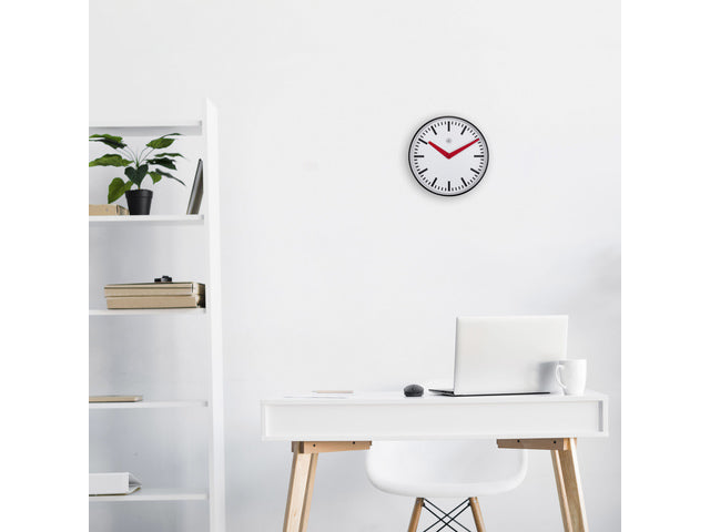 Stationsklok - 25.5cm - Stille wandklok - Wit - nXt by NeXtime - "Newcastle"