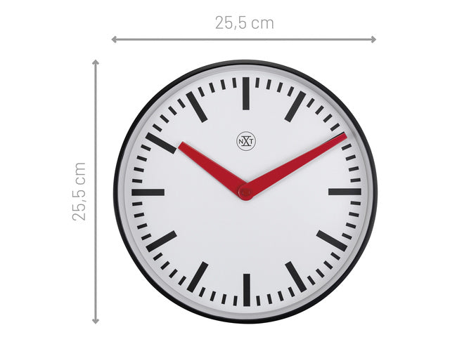 Stationsklok - 25.5cm - Stille wandklok - Wit - nXt by NeXtime - "Newcastle"