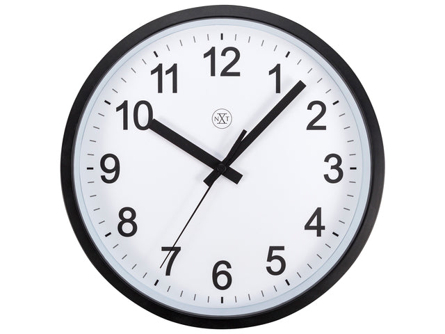 Wandklok nXt Robuust dia 25,5cm zwart/wit kunststof