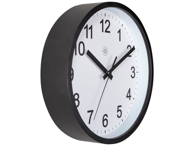 Wandklok nXt Robuust dia 25,5cm zwart/wit kunststof