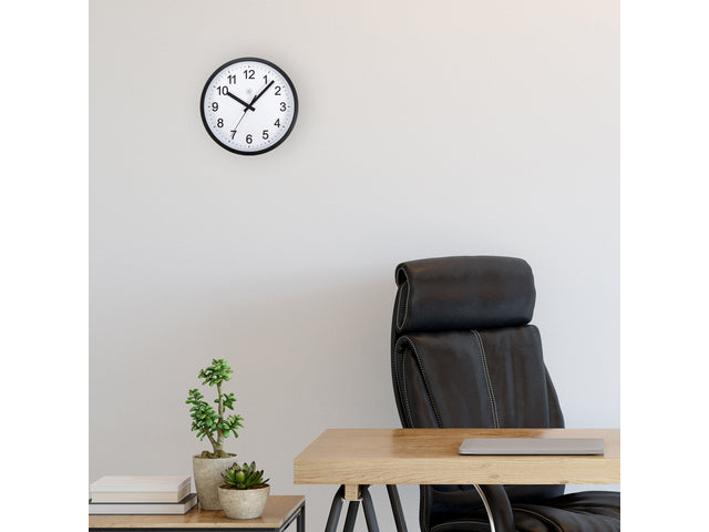 Wandklok nXt Robuust dia 25,5cm zwart/wit kunststof