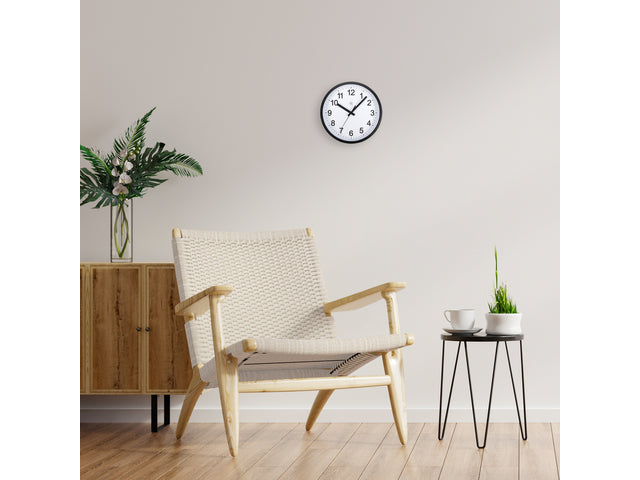 Wandklok nXt Robuust dia 25,5cm zwart/wit kunststof