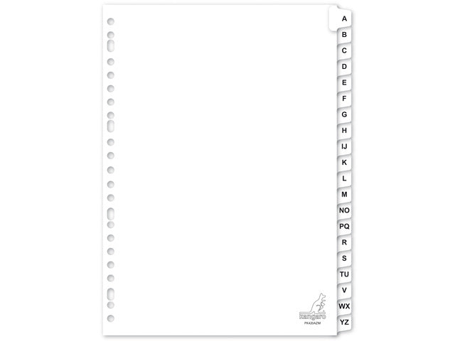 Tabblad Kangaro A4 letters karton 190 grams wit 23-gaats 20-delig A-Z