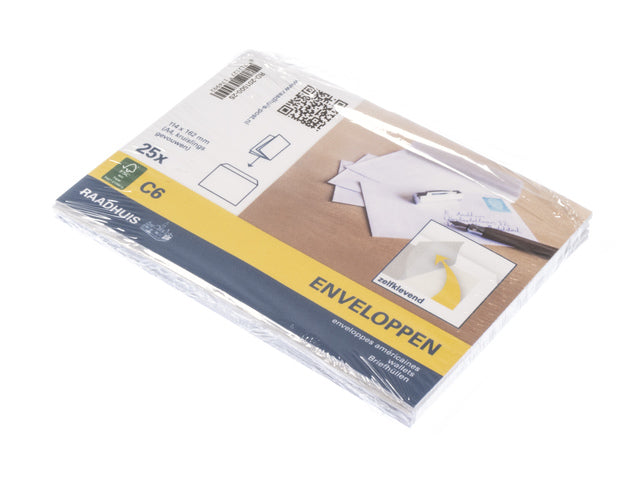 Dienstenvelop Raadhuis 114x162mm C6 wit met plakstrip krimp a 25 stuks