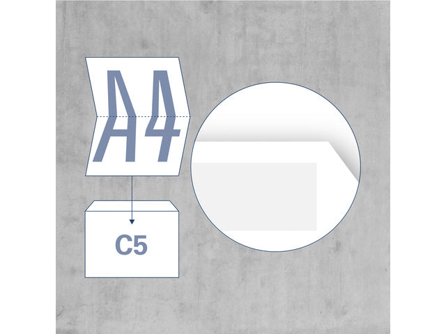 Dienstenvelop venster rechts Raadhuis 162x229mm C5 wit gegomd doos a 500 stuks